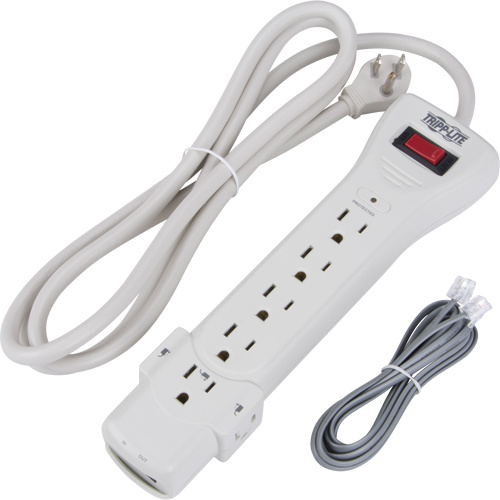 Tripp Lite SUPER6TEL Protect-It Surge Suppressors Protect-It Surge Suppressors, 7 Outlets, 1080 J, 1800 W, 6' Cord - Each