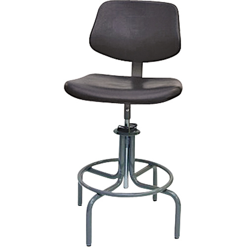 Mur-Van C672-PU 600 Series Rectangular Stool with Back , Mobile, Adjustable, 25" - 31", Polyurethane Seat, Black-(Each)