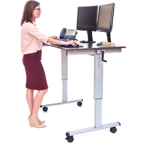 Luxor H. Wilson STANDUP-CF48-DW Adjustable Stand-Up Workstations Adjustable Stand-Up Workstations, Stand-Alone Desk, 48-1/2" H x 48" W x 32-1/2" D, Walnut - Each