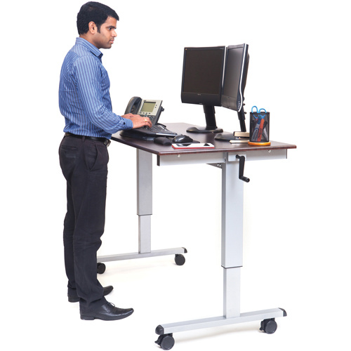 Luxor H. Wilson STANDUP-CF60-DW Adjustable Stand-Up Workstations Adjustable Stand-Up Workstations, Stand-Alone Desk, 48-1/2" H x 59" W x 29-1/2" D, Walnut - Each