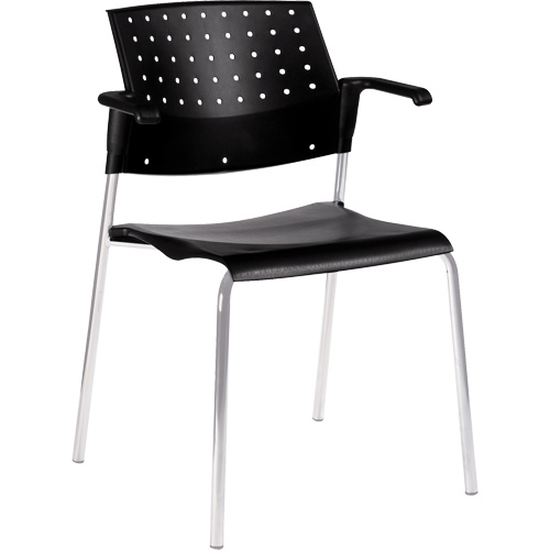 Offices To Go 6513 BLK CM Stacking Chairs Stacking Chairs, Plastic, 33" High, 300 lbs. Capacity, Black - Each