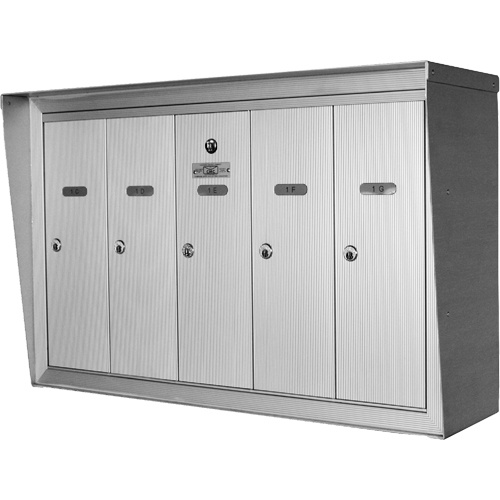 Canadian Mailbox Company NS301-ALUMINUM-3 Single Deck Mailboxes, Wall -Mounted, 16" x 5-1/2", 3 Doors, Aluminum-(Each)