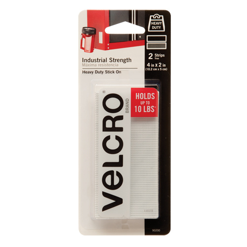 Velcro Companies 90200C Industrial Strength Fastener Tape Industrial Strength Fastener Tape, Hook & Loop, 4" x 2", Adhesive, White - Each
