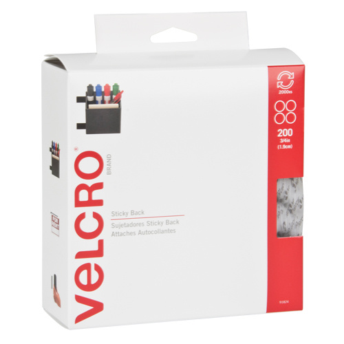 Velcro Companies 91824 Fastener Coins Fastener Coins, Hook & Loop, 3/4" Dia., Adhesive, White - Each