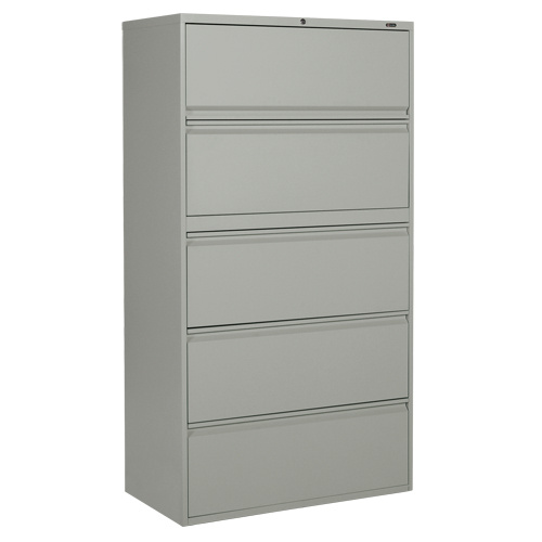 Offices To Go MVL1936P5 GRY Lateral Filing Cabinet Lateral Filing Cabinet, Steel, 5 Drawers, 36" W x 19-1/4" D x 66-5/9" H, Grey - Each