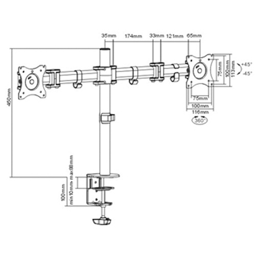 Horizon AEB-20 ActivErgo™ Dual Monitor Arm ActivErgo™ Dual Monitor Arm - Each
