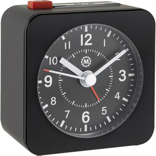 Marathon CL030065BK-BK2 Mini Non-Ticking Alarm Clock Mini Non-Ticking Alarm Clock, Analog, Battery Operated, 2.3" Dia., Black - Each