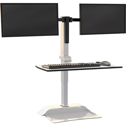 Safco 2193WH Soar™ Sit/Stand Electric Desk with Dual Monitor Arm Soar™ Sit/Stand Electric Desk with Dual Monitor Arm, Desktop Unit, 37-1/4" H x 27-3/4" W x 22" D, White - Each