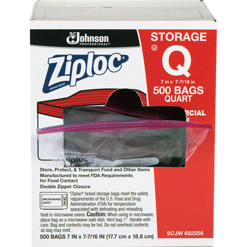 SC Johnson Professional 10019800707634 Ziploc® Double Zip Food Storage Bags Ziploc<sup>®</sup> Double Zip Food Storage Bags - Box of 500