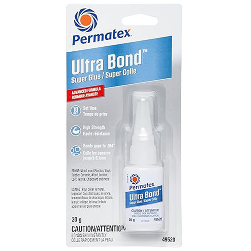 Permatex 49520 Ultra Bond Fast Drying Super Glue Adhesive Ultra Bond Fast Drying Super Glue Adhesive, 20 g, Bottle, Clear - Each