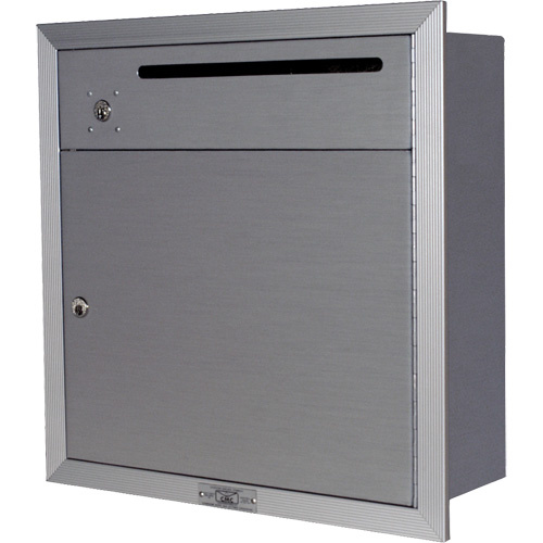 Canadian Mailbox Company 1600-DD RECESSED Recessed Collection Box, Wall -Mounted, 12-3/4" x 16-3/8", 2 Doors, Aluminum-(Each)