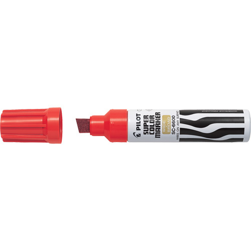 Pilot SC6600-RD Super Colour Jumbo Permanent Marker Super Colour Jumbo Permanent Marker, Chisel, Red - Box of 12