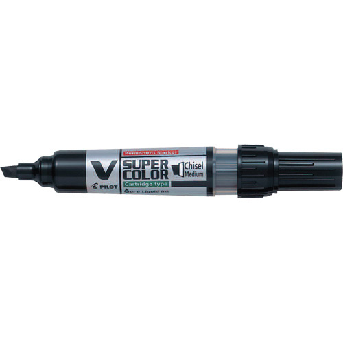 Pilot BG-SCAVSMC-BK V Super Colour Permanent Marker V Super Colour Permanent Marker, Chisel, Black - Box of 10