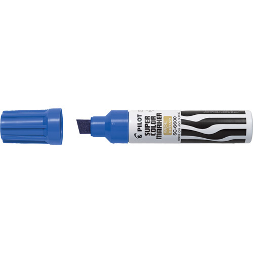 Pilot SC6600-BE Super Colour Jumbo Permanent Marker Super Colour Jumbo Permanent Marker, Chisel, Blue - Box of 12