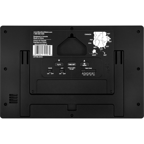 Marathon CL030068-BK-BS-NA Self-Setting & Self-Adjusting Wall Clock with Stand, Digital, Battery Operated, Black-(Each)