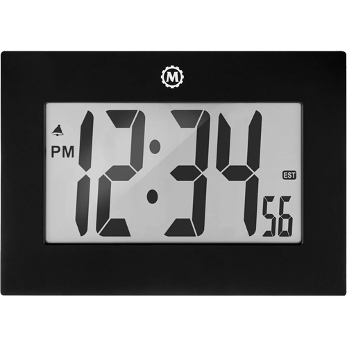 Marathon CL030064-BK-00-NA Large Frame Clock, Digital, Battery Operated, 9" W x 1" D x 6.5" H, Black-(Each)