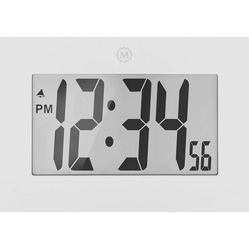 Marathon CL030064-WH-00-NA Large Frame Clock, Digital, Battery Operated, 9" W x 1" D x 6.5" H, White-(Each)