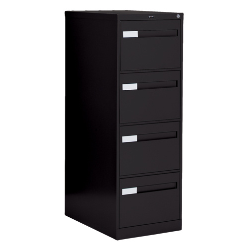 Offices To Go 26-452 BLK Vertical Filing Cabinet with Recessed Drawer Handles Vertical Filing Cabinet with Recessed Drawer Handles, 4 Drawers, 18.15" W x 26.56" D x 52" H, Black - Each
