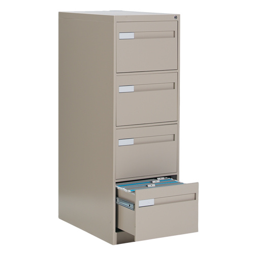 Offices To Go 26-452 NEV Vertical Filing Cabinet with Recessed Drawer Handles Vertical Filing Cabinet with Recessed Drawer Handles, 4 Drawers, 18.15" W x 26.56" D x 52" H, Beige - Each