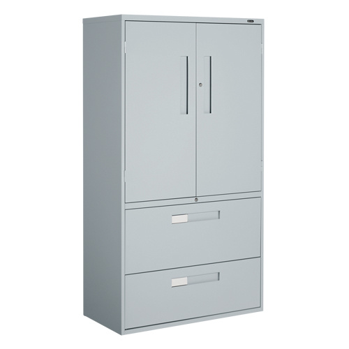 Offices To Go 9336-5MSL GRY Multi-Stor Cabinet Multi-Stor Cabinet, Steel, 3 Shelves, 65-1/4" H x 36" W x 18" D, Grey - Each