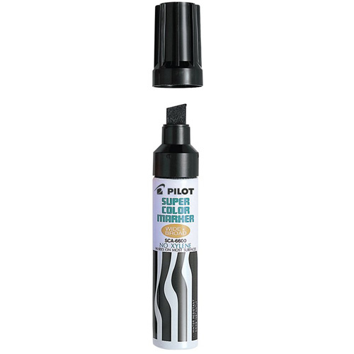 Pilot 12419 Refillable Super Colour Permanent Marker Refillable Super Colour Permanent Marker, Chisel, Black - Each
