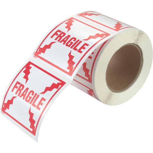 Incom Top Tape & Label 1087 ""Fragile"" Special Handling Labels "Fragile" Special Handling Labels, 4" L x 4" W, Red on White - Each