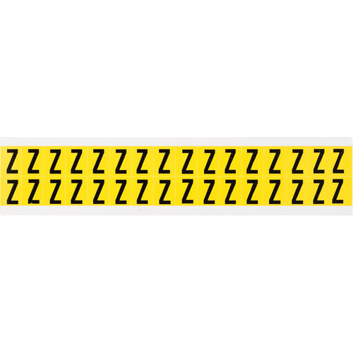 Brady  3420-Z  Repositionable Individual Number & Letter Labels, Z, 5/8" H, Black on Yellow - Each