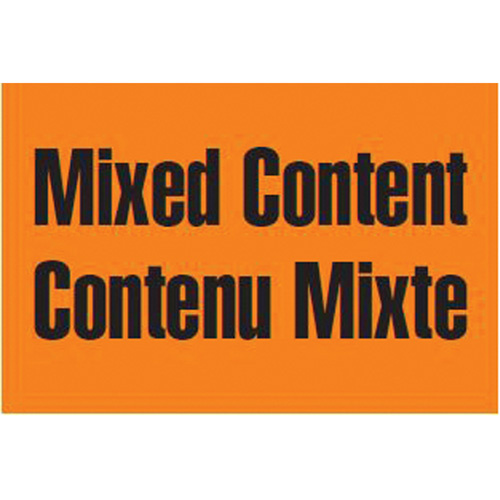 Incom Top Tape & Label TT14477 ""Mixed Content/Contenu mixte"" Labels "Mixed Content/Contenu mixte" Labels, 3" L x 2" W, Orange - Each