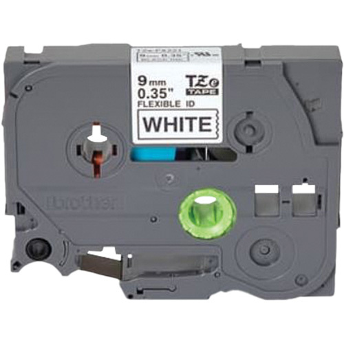 Brother TZEFX221 TZe Flexible Tape Cartridge TZe Flexible Tape Cartridge, 9 mm x 26'/8 m, Black on White - Each