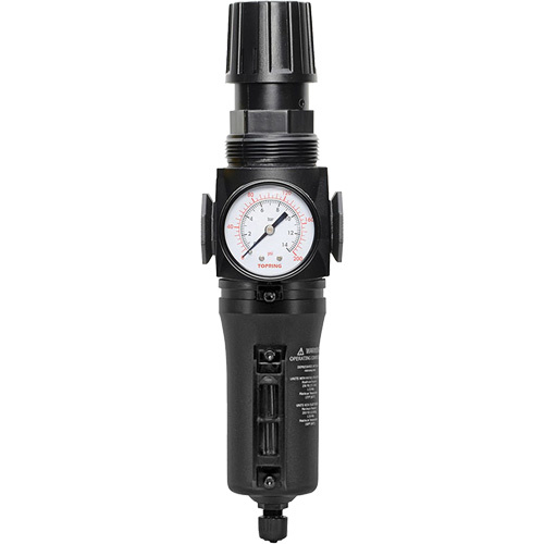 Topring 50.227A Manual Drain Filter/Regulator with Metal Bowl Modulair 300 Manual Drain Filter/Regulator with Metal Bowl Modulair 300, 1/4" NPT, 250 PSI, 5.1 fl. oz. Capacity - Each