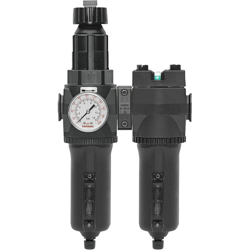 Topring 50.677A Manual Drain Filter, Regulator & Coalescing Filter with Metal Bowl Modulair 400 Manual Drain Filter, Regulator & Coalescing Filter with Metal Bowl Modulair 400, 1/4" NPT, 200 psi, 9.1 fl. oz. Capacity - Each