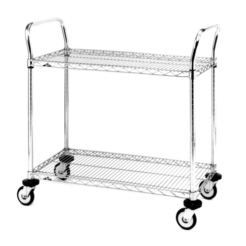 Metropolitan Wire MW601 Standard-Duty Utility Cart With Wire Shelves Standard-Duty Utility Cart With Wire Shelves, Chrome Plated, 24" x 39" x 24", 375 lbs. Capacity - Each