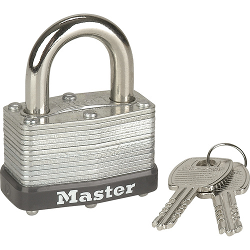 Master Lock 500D Economy Warded Padlock Economy Warded Padlock, Keyed Different, Laminated Steel, 1-3/4" Width - Each