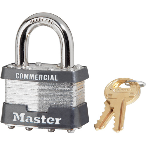 Master Lock 3 Commercial Padlocks Commercial Padlocks, Keyed Different, Laminated Steel, 1-9/16" Width - Each