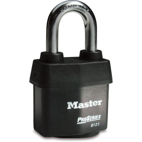 Master Lock 6125 ProSeries® Weather Tough® Padlocks ProSeries<sup>®</sup> Weather Tough<sup>®</sup> Padlocks, Keyed Different, Laminated Steel, 2-3/8" Width - Each