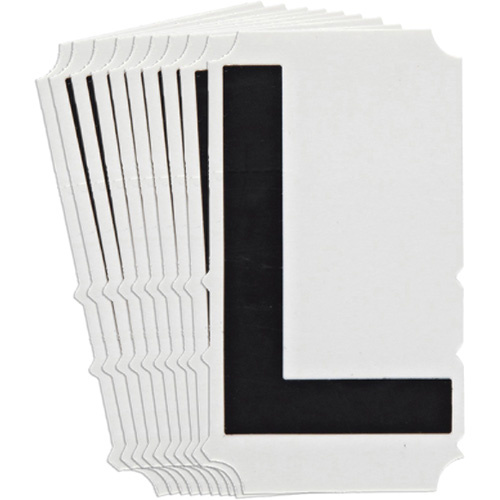 Brady 5140P-L Quick-Align®Individual Gothic Number and Letter Labels Quick-Align<sup>®</sup>Individual Gothic Number and Letter Labels, L, 4" H, Black - Pack of 10