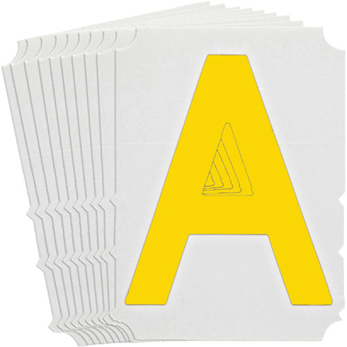 Brady 5150P-A Quick-Align® Individual Gothic Number and Letter Labels Quick-Align<sup>®</sup> Individual Gothic Number and Letter Labels, A, 4" H, Yellow - Pack of 10
