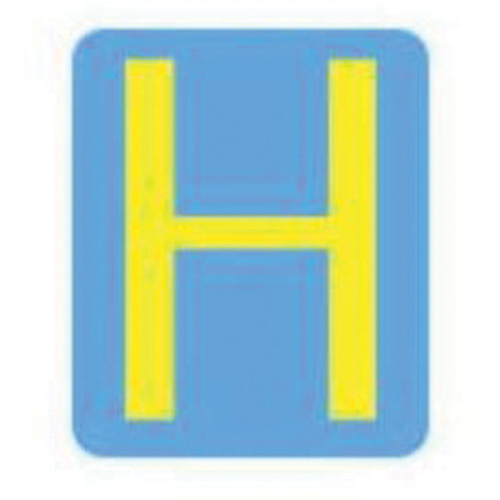 Brady 5150P-H Quick-Align®Individual Gothic Number and Letter Labels Quick-Align<sup>®</sup>Individual Gothic Number and Letter Labels, H, 4" H, Yellow - Pack of 10
