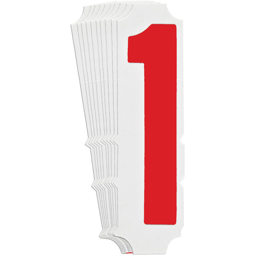Brady 5160P-1 Quick-Align® Individual Gothic Number and Letter Labels Quick-Align<sup>®</sup> Individual Gothic Number and Letter Labels, 1, 4" H, Red - Pack of 10
