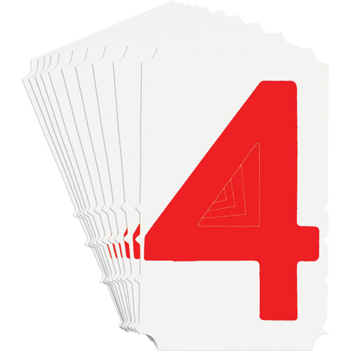 Brady 5160P-4 Quick-Align® Individual Gothic Number and Letter Labels Quick-Align<sup>®</sup> Individual Gothic Number and Letter Labels, 4, 4" H, Red - Pack of 10