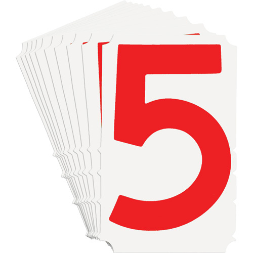 Brady 5160P-5 Quick-Align® Individual Gothic Number and Letter Labels Quick-Align<sup>®</sup> Individual Gothic Number and Letter Labels, 5, 4" H, Red - Pack of 10