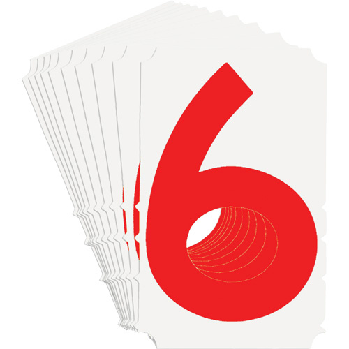 Brady 5160P-6 Quick-Align® Individual Gothic Number and Letter Labels Quick-Align<sup>®</sup> Individual Gothic Number and Letter Labels, 6, 4" H, Red - Pack of 10