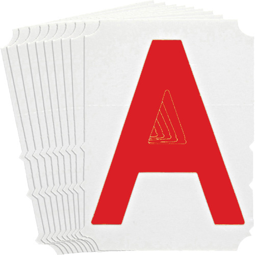 Brady 5160P-A Quick-Align® Individual Gothic Number and Letter Labels Quick-Align<sup>®</sup> Individual Gothic Number and Letter Labels, A, 4" H, Red - Pack of 10