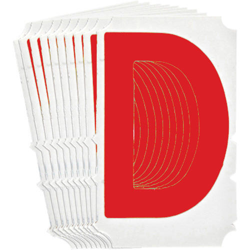Brady 5160P-D Quick-Align® Individual Gothic Number and Letter Labels Quick-Align<sup>®</sup> Individual Gothic Number and Letter Labels, D, 4" H, Red - Pack of 10