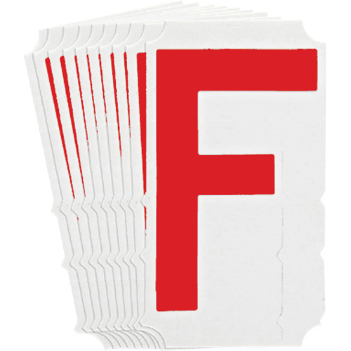 Brady 5160P-F Quick-Align® Individual Gothic Number and Letter Labels Quick-Align<sup>®</sup> Individual Gothic Number and Letter Labels, F, 4" H, Red - Pack of 10