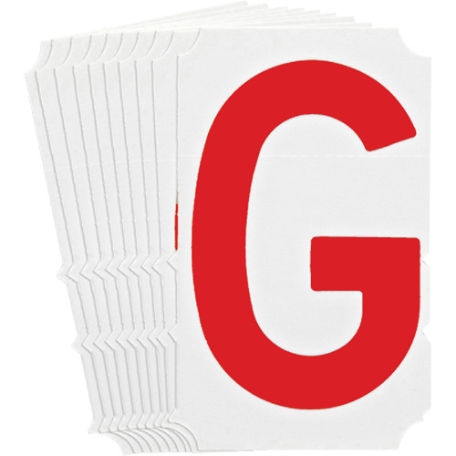 Brady 5160P-G Quick-Align® Individual Gothic Number and Letter Labels Quick-Align<sup>®</sup> Individual Gothic Number and Letter Labels, G, 4" H, Red - Pack of 10