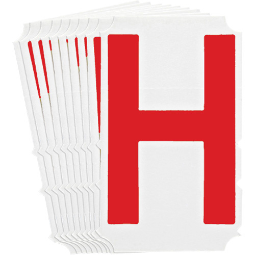 Brady 5160P-H Quick-Align®Individual Gothic Number and Letter Labels Quick-Align<sup>®</sup>Individual Gothic Number and Letter Labels, H, 4" H, Red - Pack of 10
