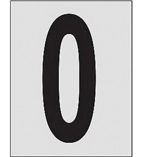Brady 5900-0 Reflective Individual Number and Letter Labels Reflective Individual Number and Letter Labels, 0, 1" H, Black on Silver - Pack of 25