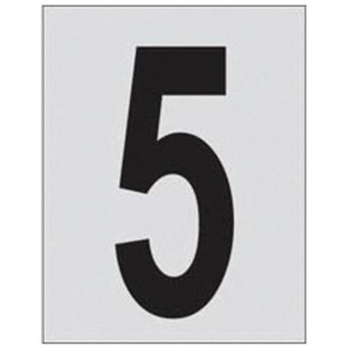 Brady 1461092 Reflective Individual Number and Letter Labels Reflective Individual Number and Letter Labels, 5, 1" H, Black on Silver - Pack of 25