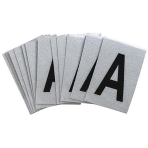 Brady 5900-A Individual Number and Letter Labels Individual Number and Letter Labels, A, 1" H, Black on Silver - Pack of 25